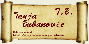 Tanja Bubanović vizit kartica